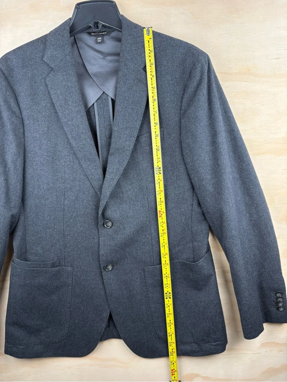 Banana Republic Slim Fit Blazer Men’s 40R Cotton Gray Patch Pocket 2 Buttons